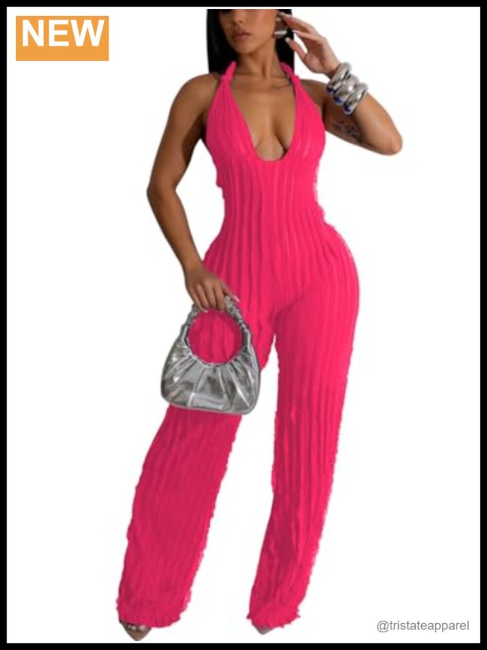 Women's Sexy Halter Wide Leg Jumpsuit Sleeveless Backless One Piece Outfit